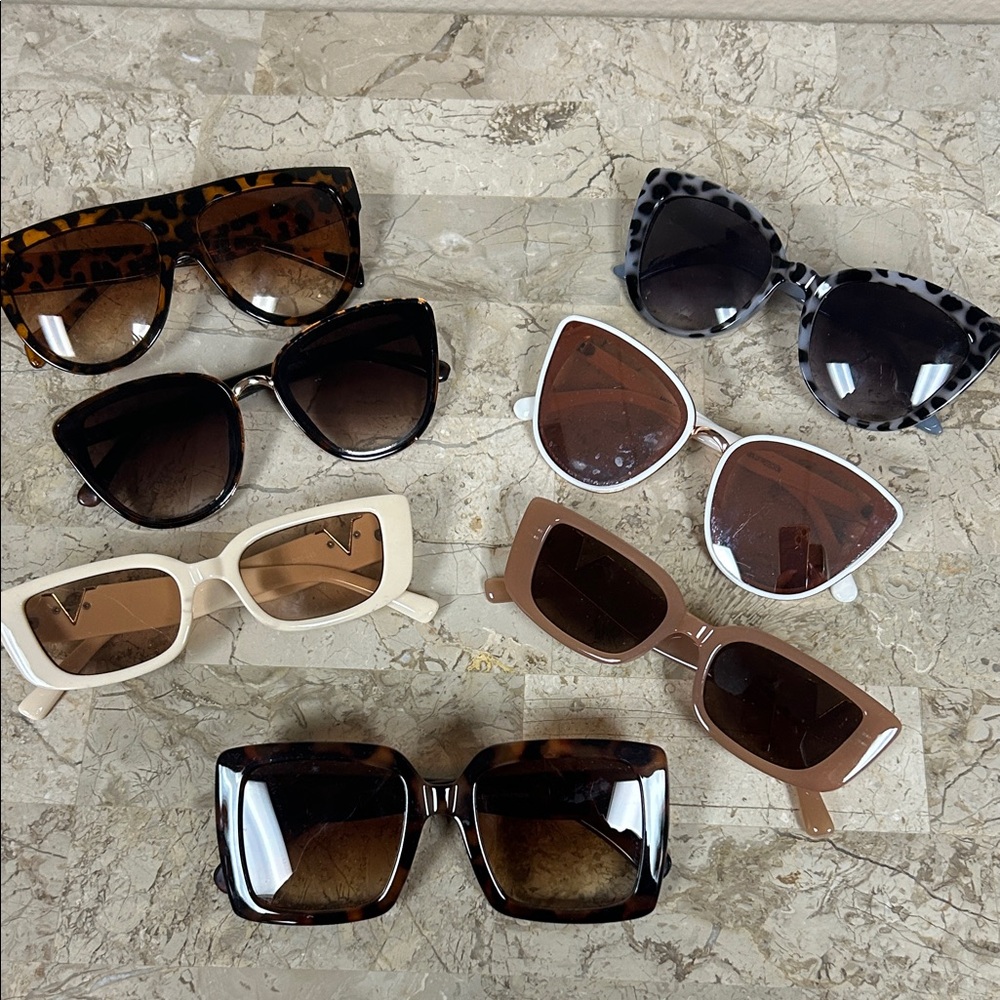Trendy Women's Sunglasses Set - Black, White, Brown